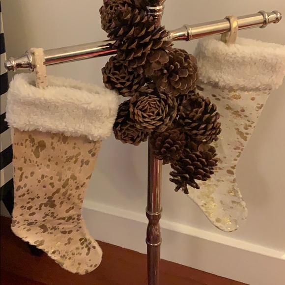 Gorgeous Holiday Stockings - hide fur gold paint - Picture 3 of 4